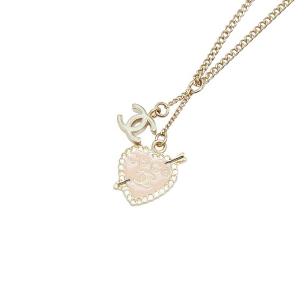 CHANEL Authentic Pink Logo Necklace